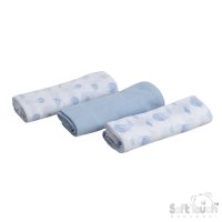 MS15-B: Blue 3 Pack Muslin Squares in Gift Bag